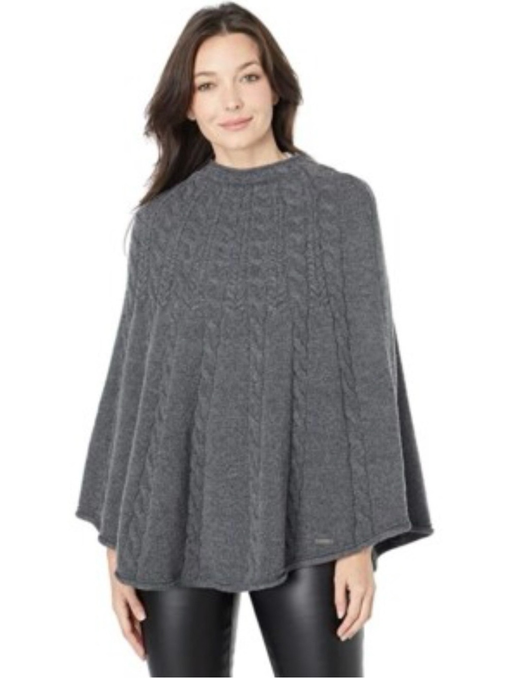 Lauren Ralph Lauren Recyled Roll Neck Cable Knit Sweater Poncho Cape One Size